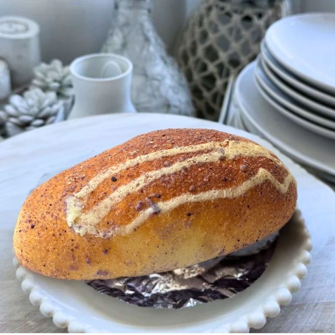 Taro salted egg pork floss bun