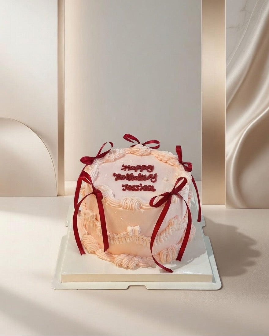 Red & Pink Ribbon Cake