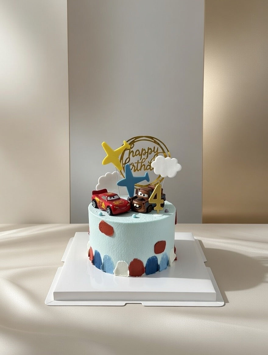 Cartoon Car & Airplane Cake