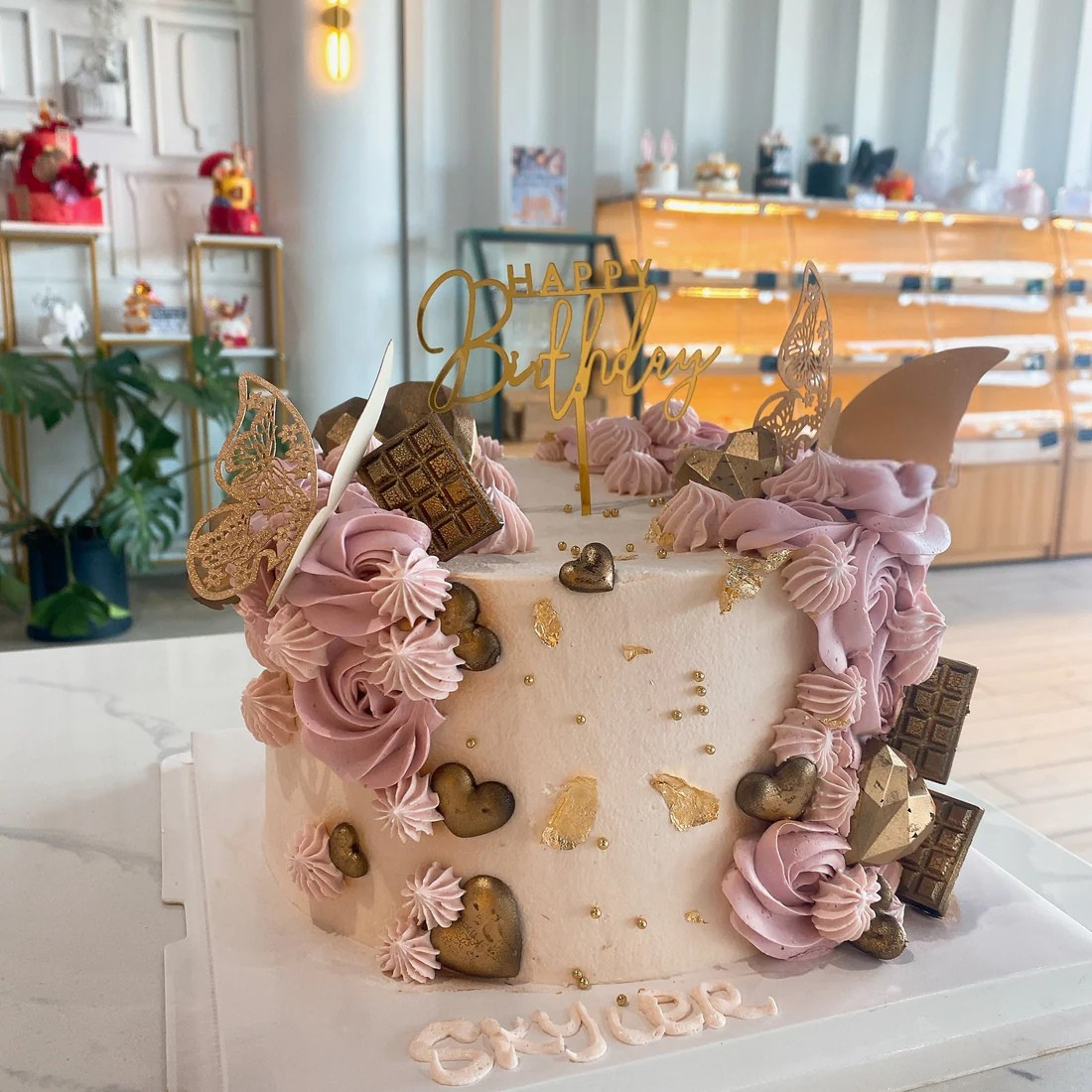 Candy Golden Butterfly Custom Cake