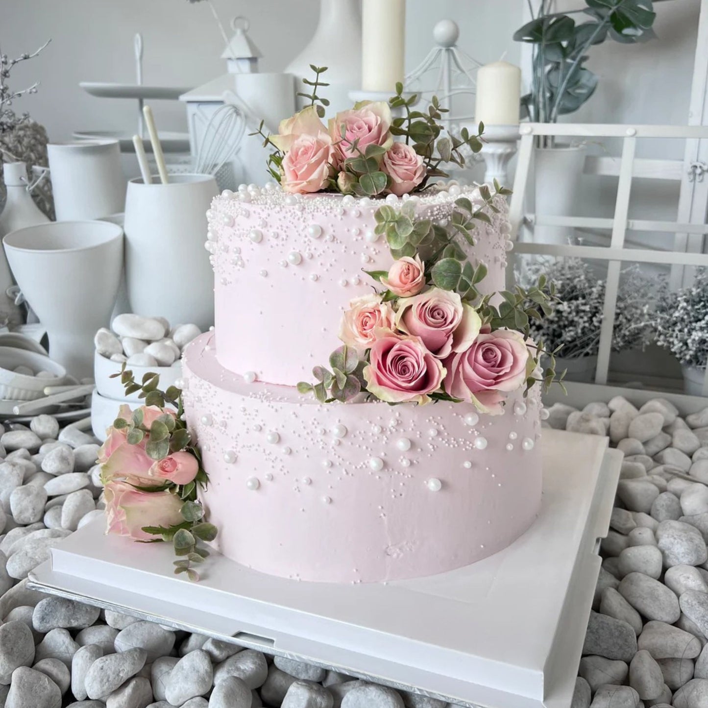 Rose Pink Garden Custom Cake