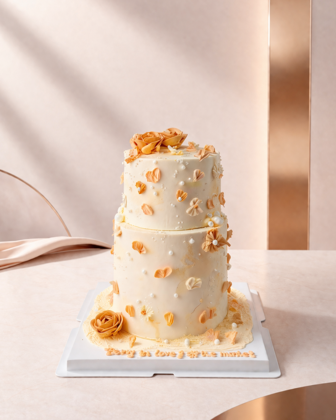 Yellow Rose Wedding Cake