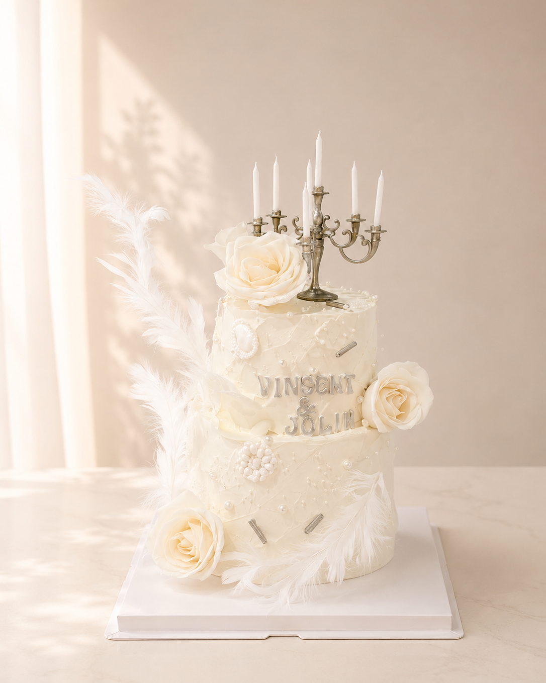 White Rose Wedding Cake