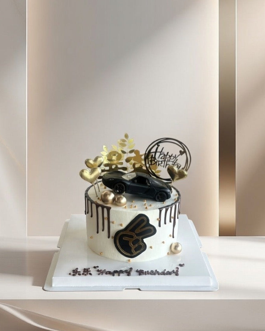 Gold & Black Sports Car Cake