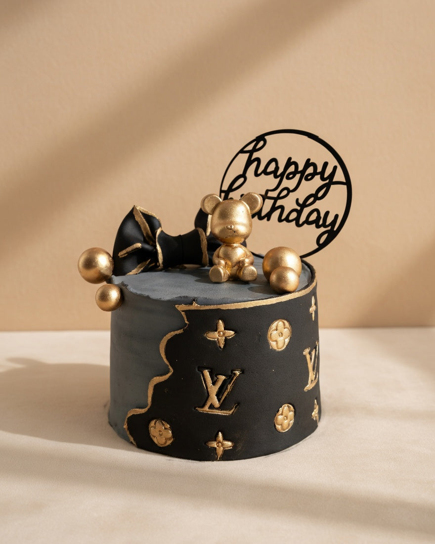 Black & Gold Custom Brand Cake