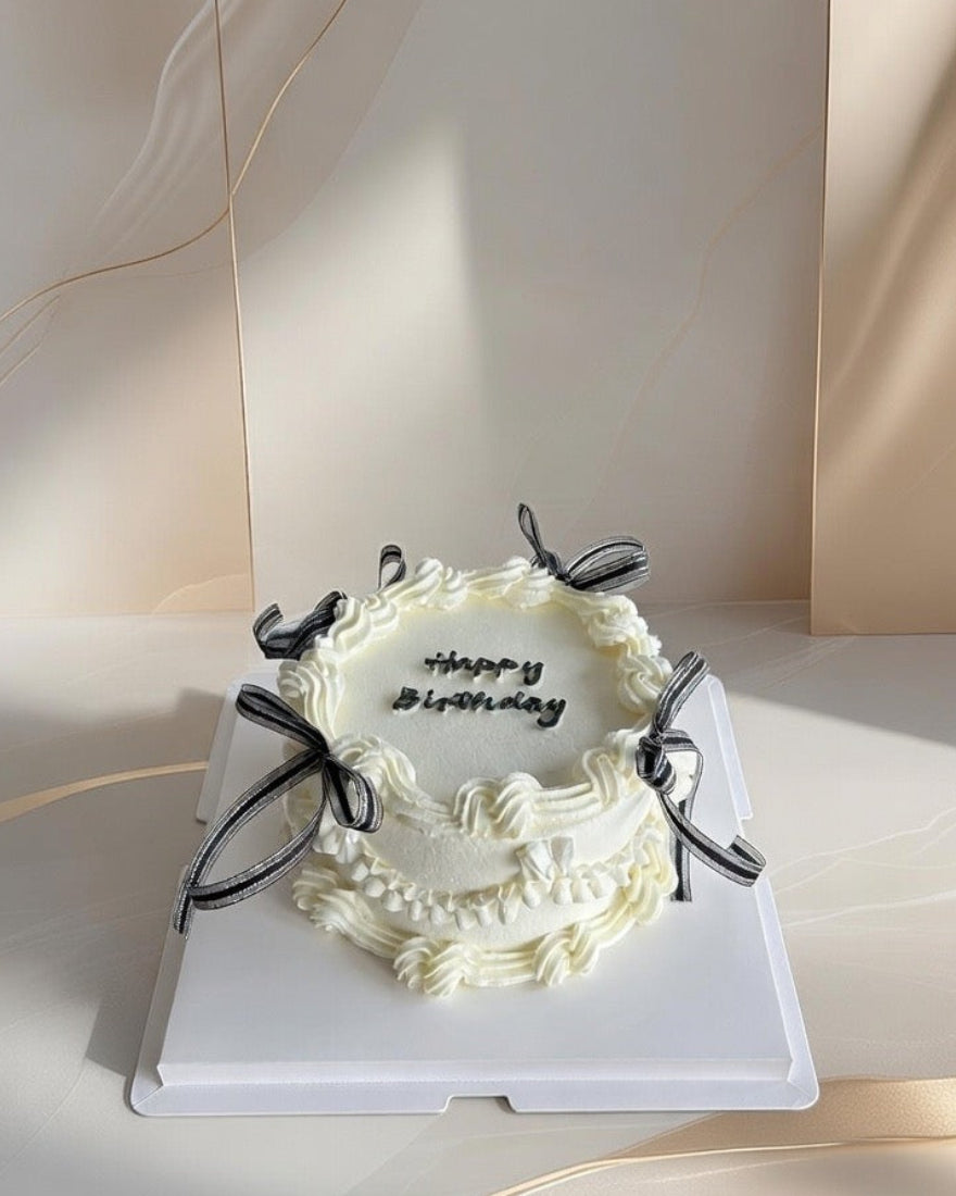 Black Ribbon Birthday Cake