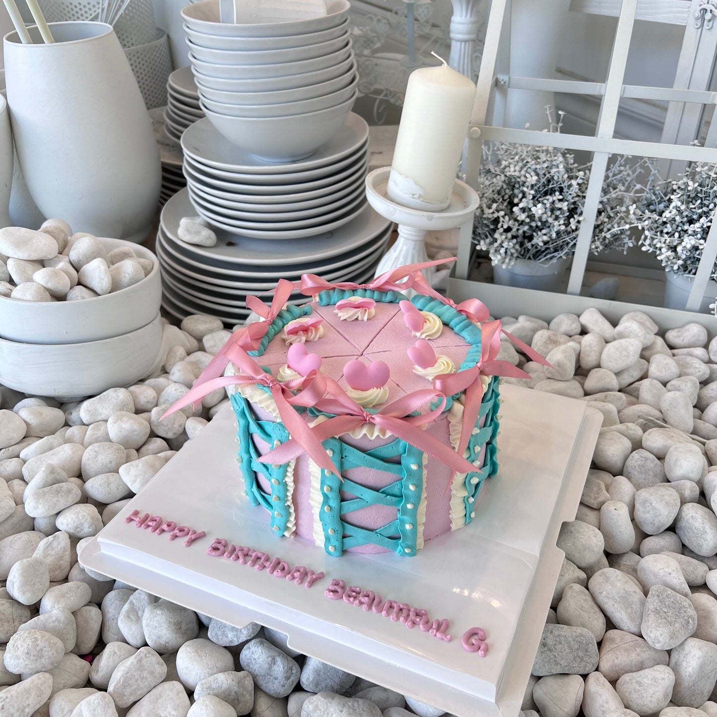 Dreamy Pink Ribbon Cake