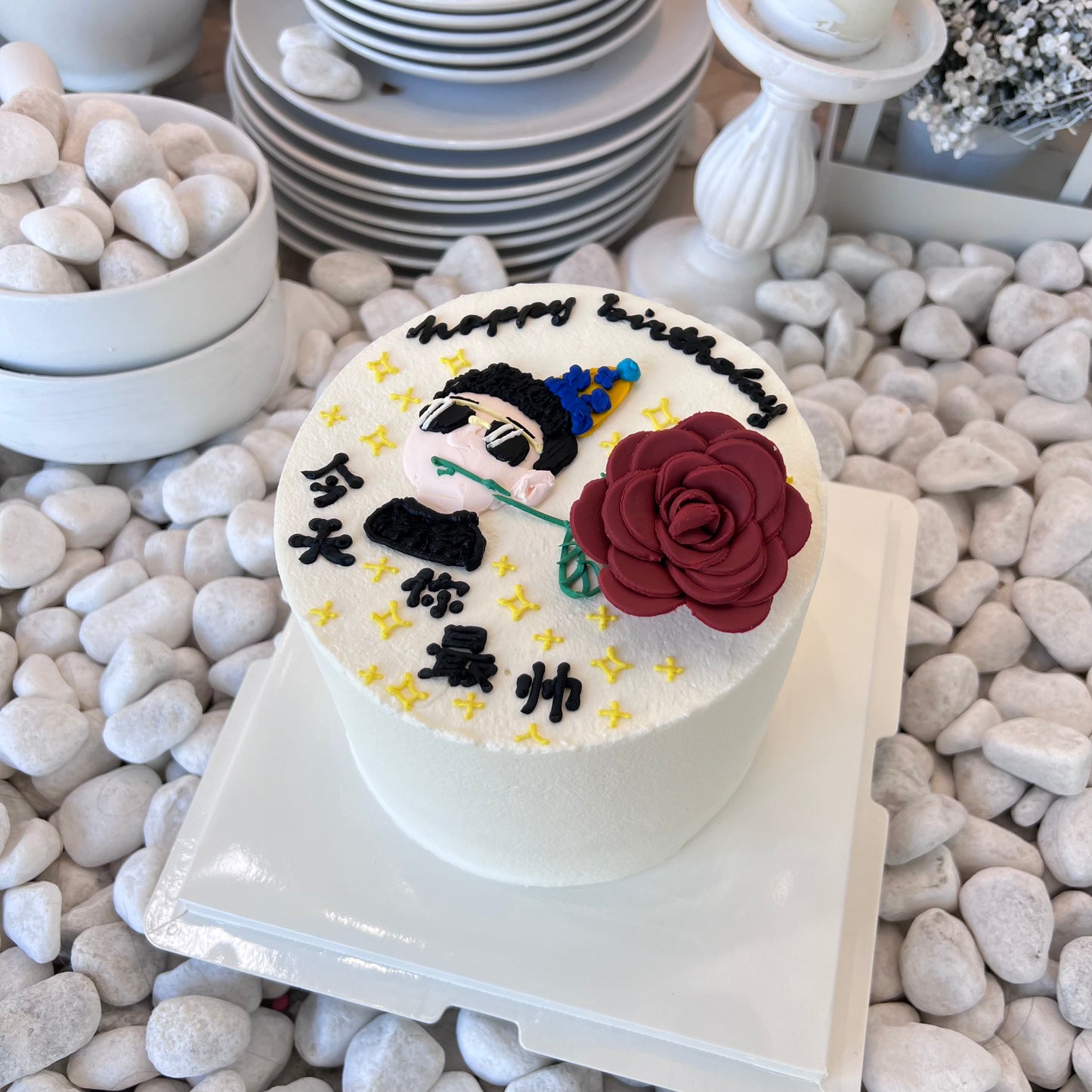 奶油卡通自畫像訂製蛋糕