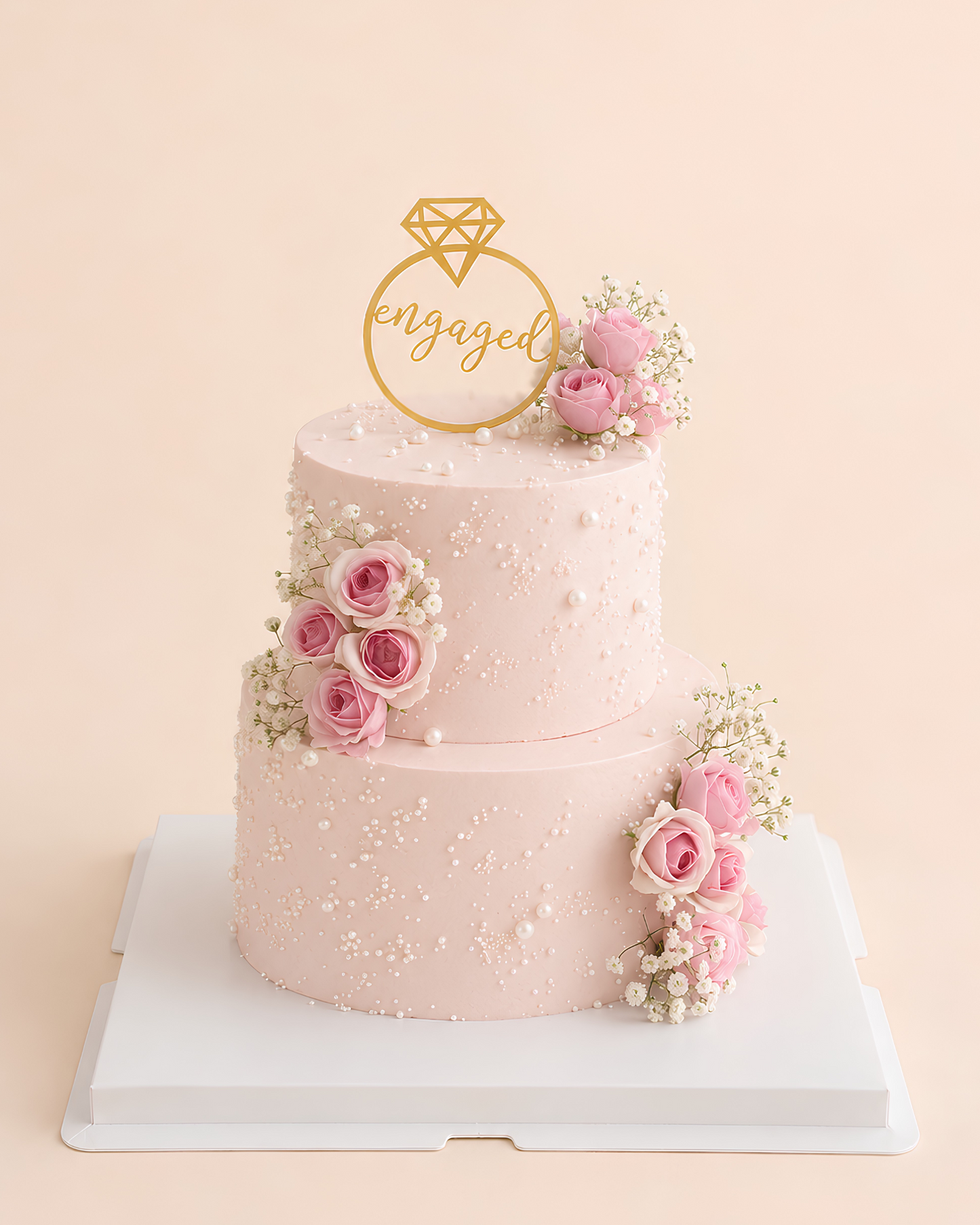 Blush Pearl Engagement Cake