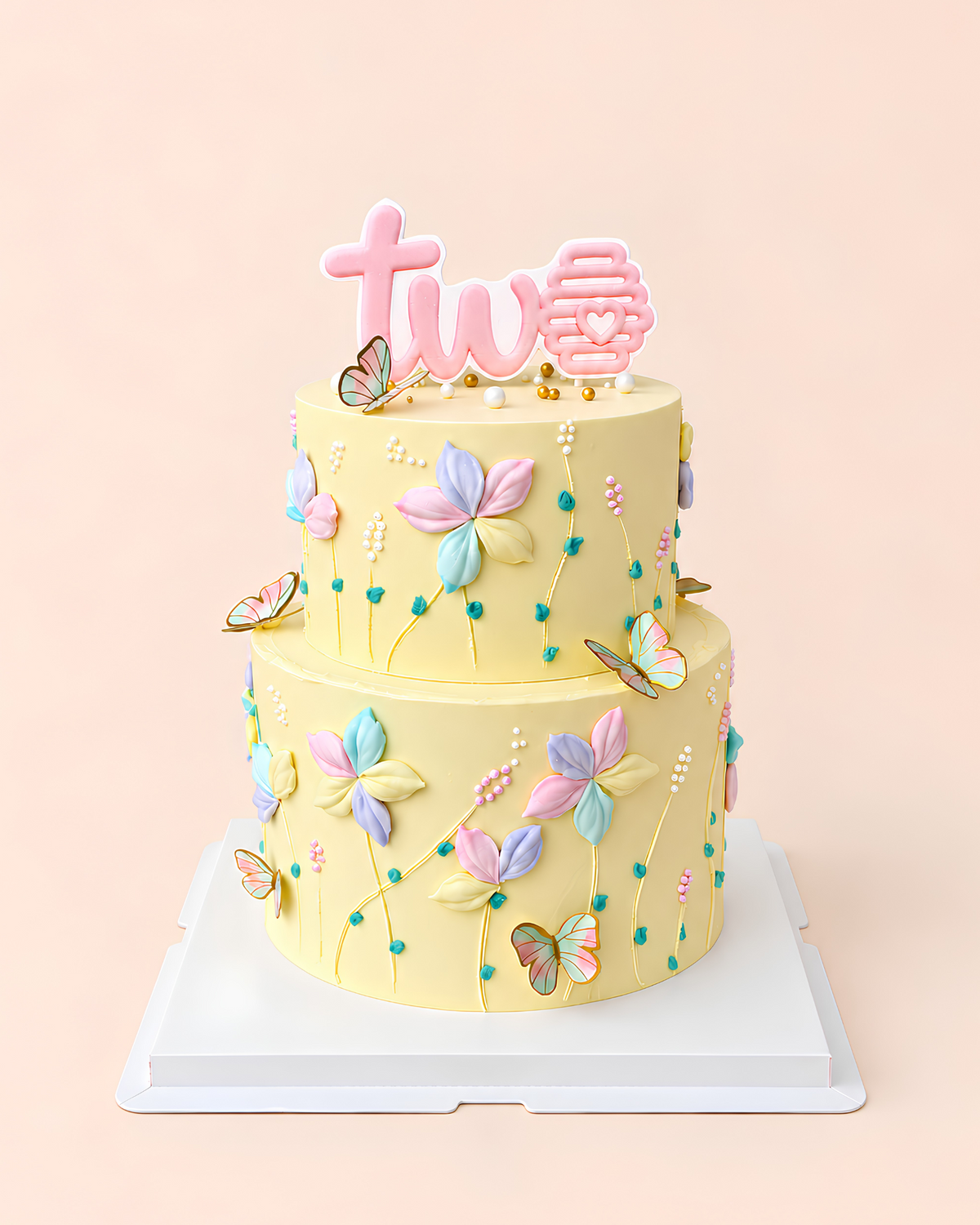 Pastel Butterfly Garden Cake