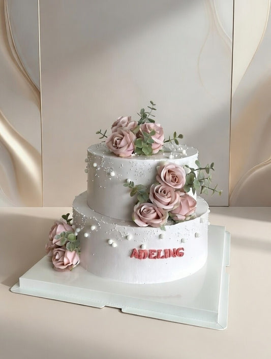 2 Layers Rose Wedding Cake