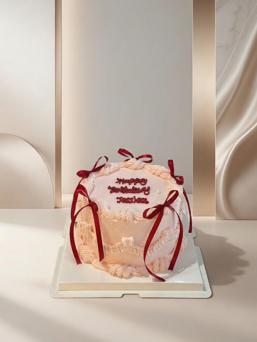 Red & Pink Ribbon Cake