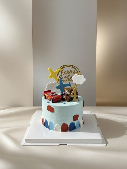 Cartoon Car & Airplane Cake