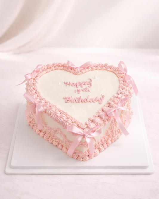 Blush Ribbon Heart Cake
