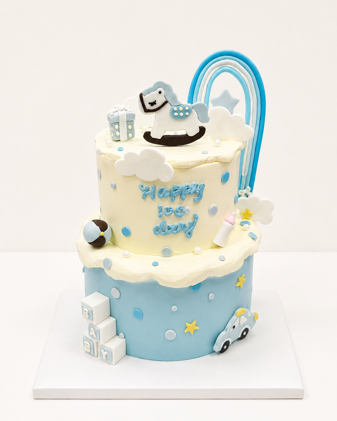 Pastel Blue 100 Days Cake