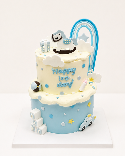 Pastel Blue 100 Days Cake