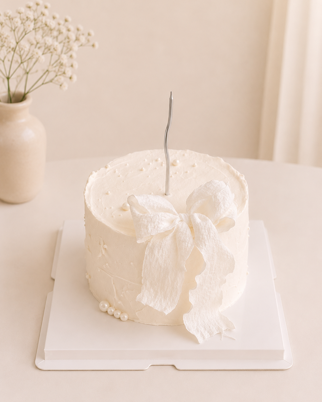Ivory Bow Cake