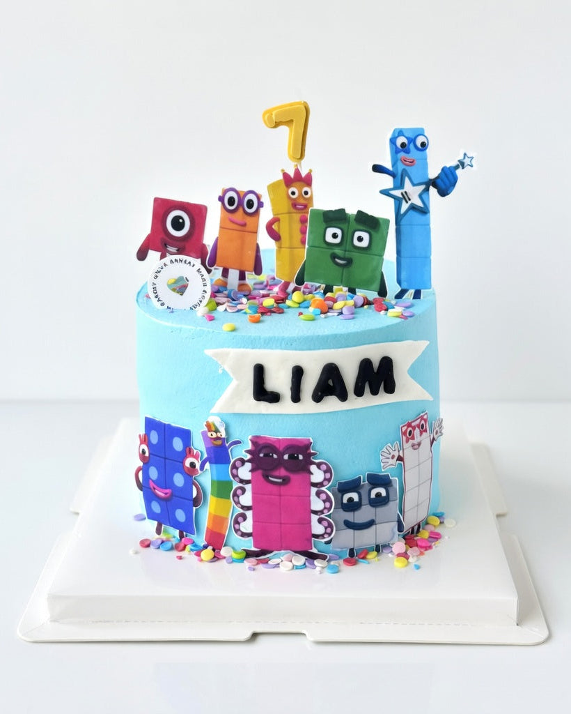 Colourful Number Blocks Cake