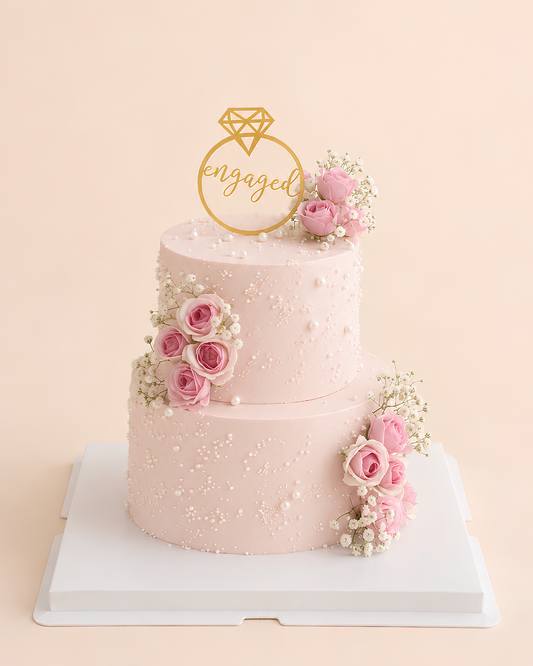 Blush Pearl Engagement Cake