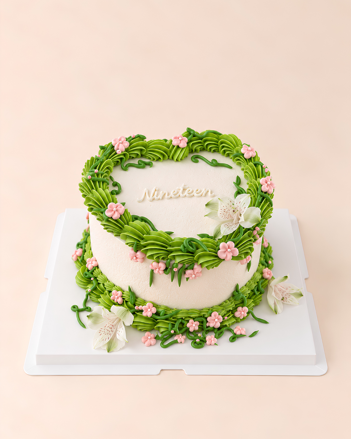 Enchanted Garden Heart Cake