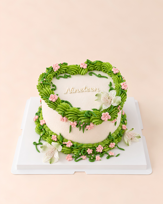 Enchanted Garden Heart Cake