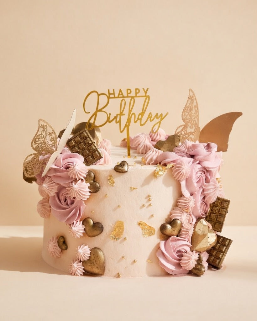 Golden Butterfly Blush Cake